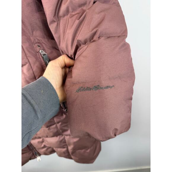 Eddie Bauer Down Insulated Parka Mauve Purple Large Women's Faux Fur Trim - Picture 12 of 14